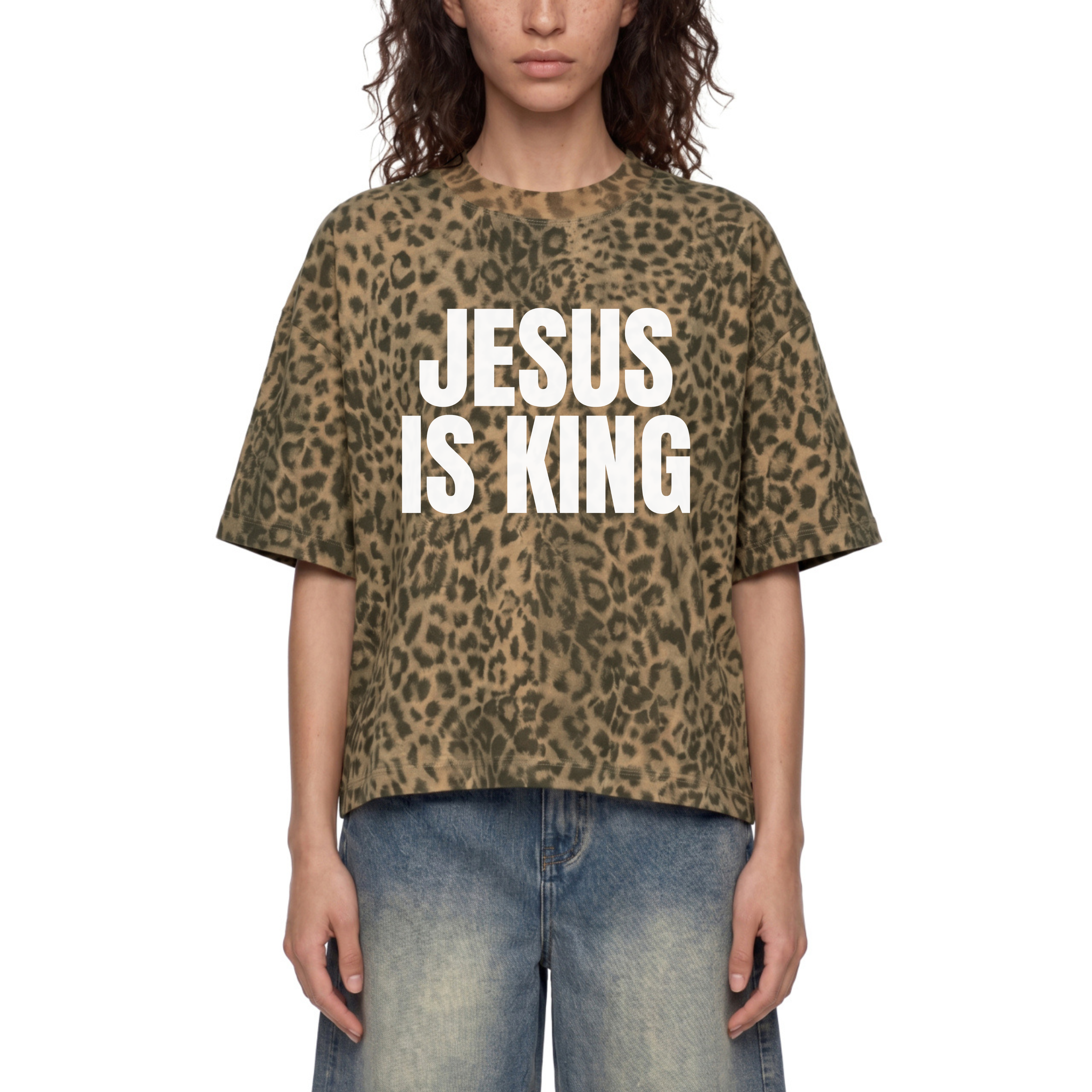 Jesus is King Leopard Boxy T-Shirt